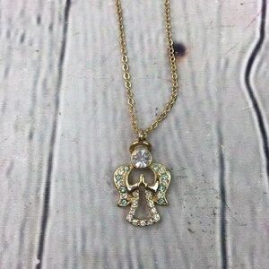 DM Angel Pendent Gold tone chain necklace